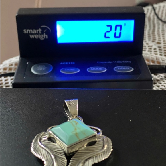 Large Sterling & Turquoise Pendant (Final Price) - Picture 4 of 5